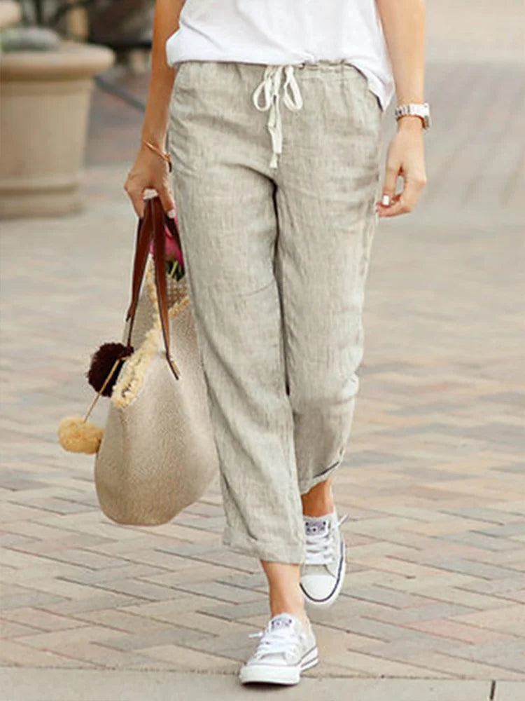 Elegant Drawstring Cropped Pants