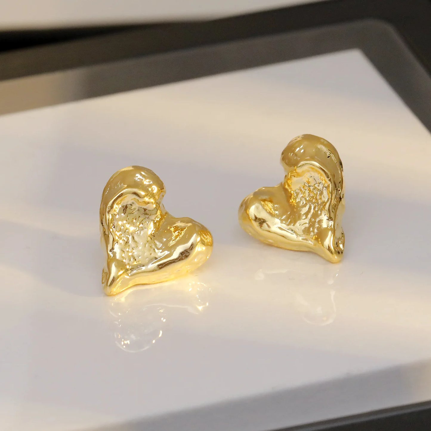 LATS Gold Heart Stud Earrings