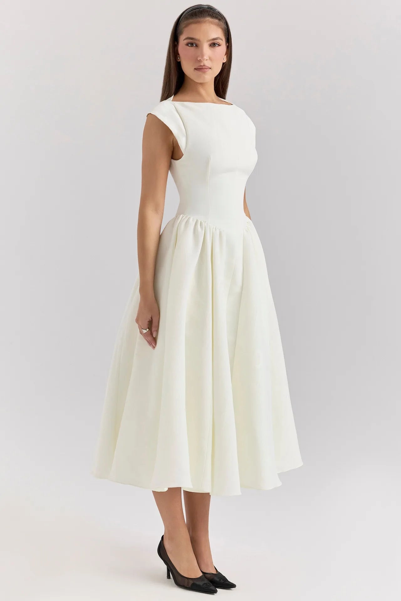 Elegant Sleeveless Maxi Dress – A-Line Pleated Party Gown