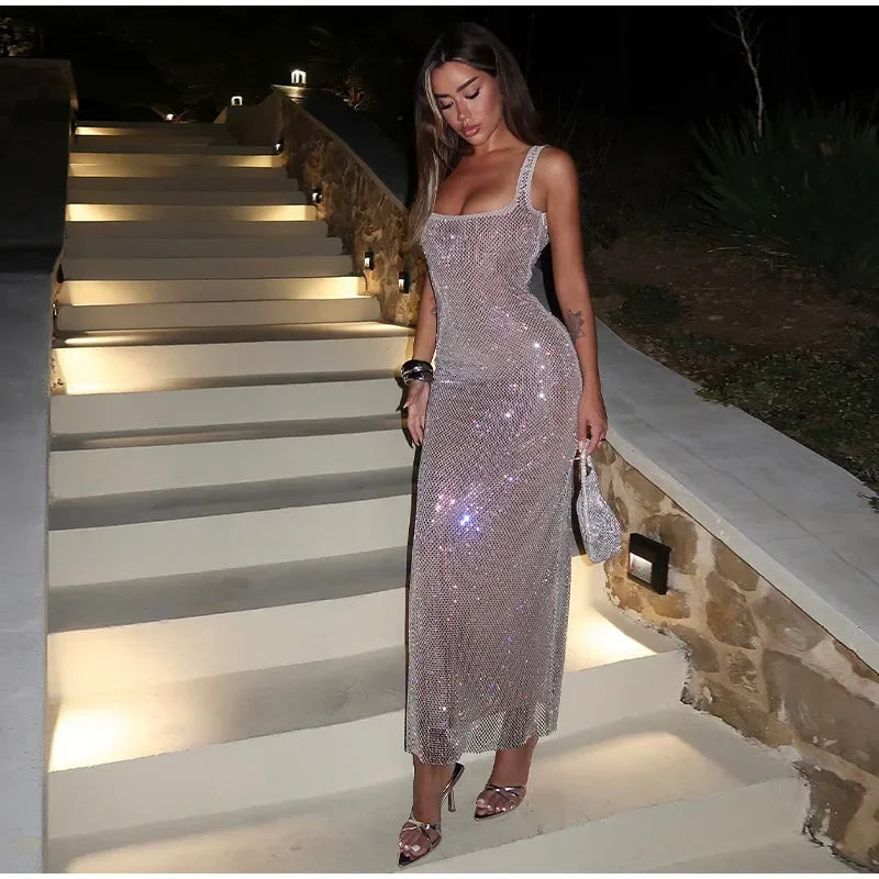 Elegant Sequin Glitter Maxi Dress – A Show-Stopping Party Gown