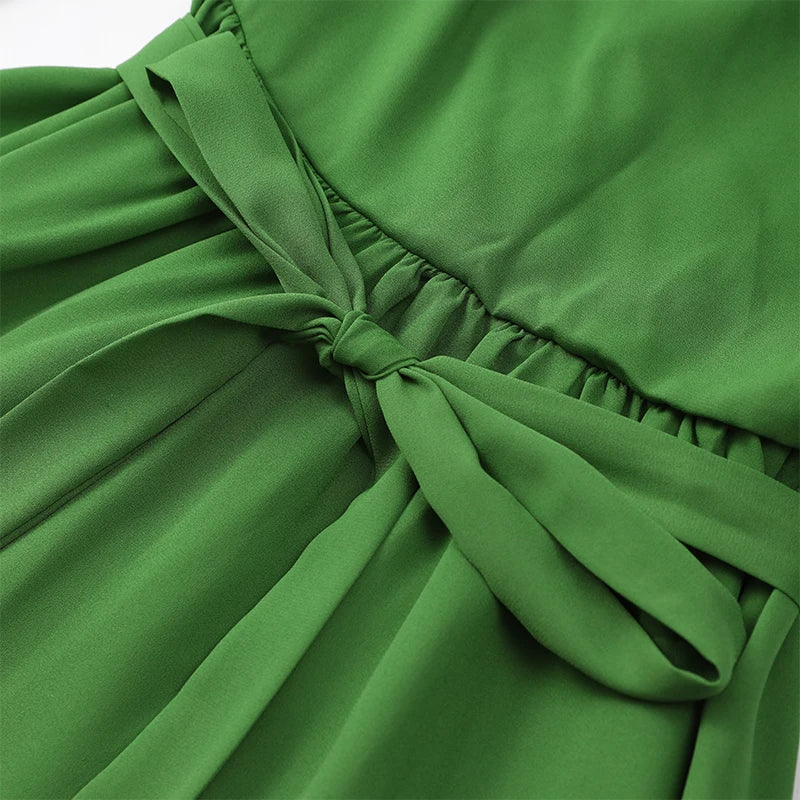 Elegant Green Ruffled Mini Dress