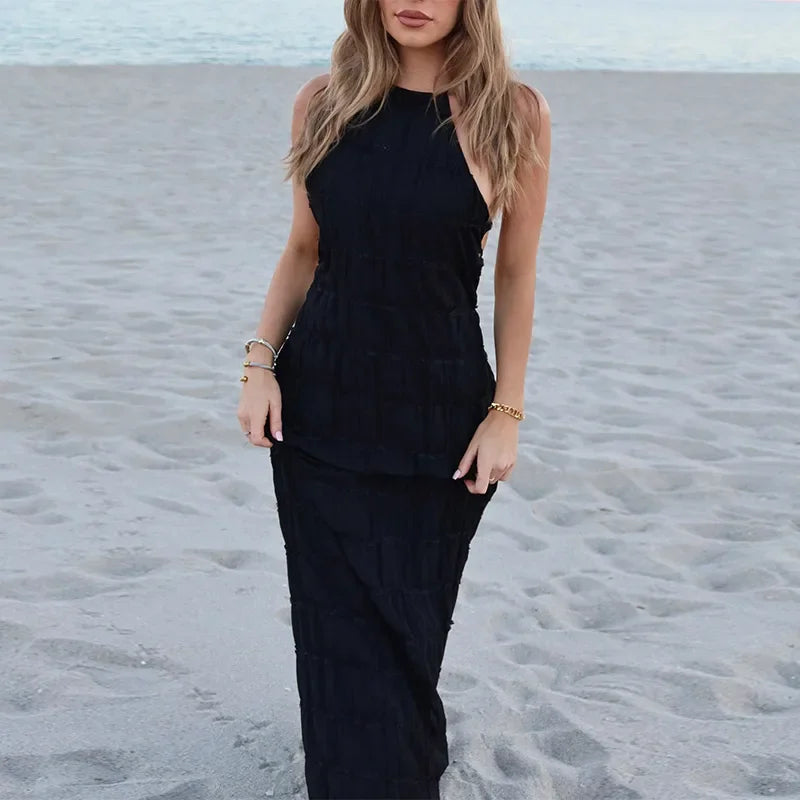 Elegant Halter Backless Maxi Dress