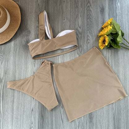 3-Piece One-Shoulder Bikini Set