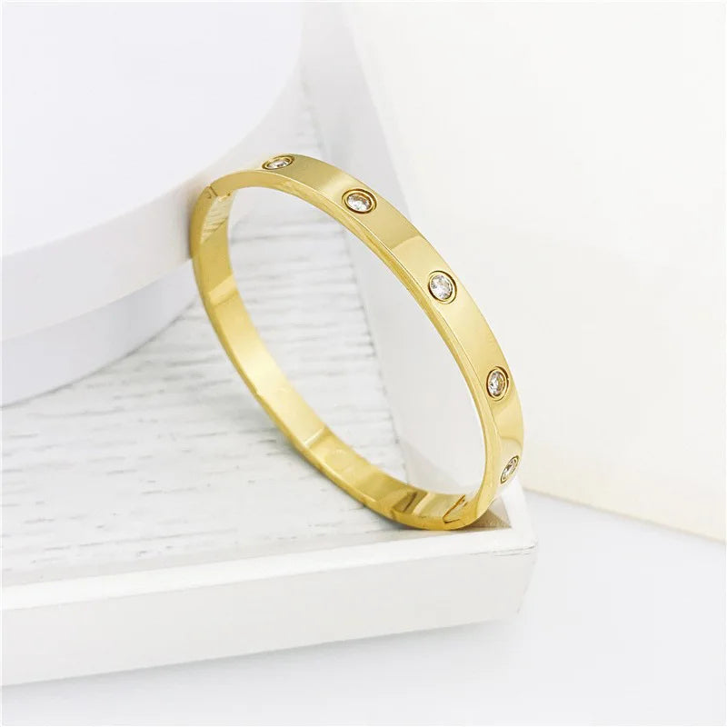 Gold Zircon & Cross Nut Nail Bracelet