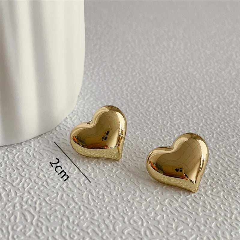 LATS Gold Heart Stud Earrings