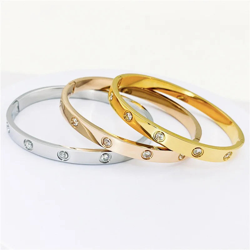 Gold Zircon & Cross Nut Nail Bracelet