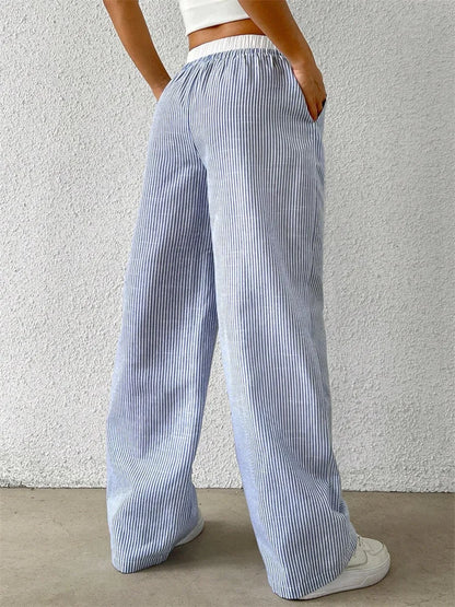 Women's Casual Striped Wide-Leg Pants