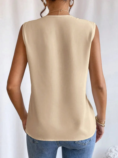 Solid Casual Loose Sleeveless Blouse