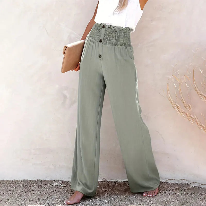 Summer Cotton Linen Wide-Leg Pants