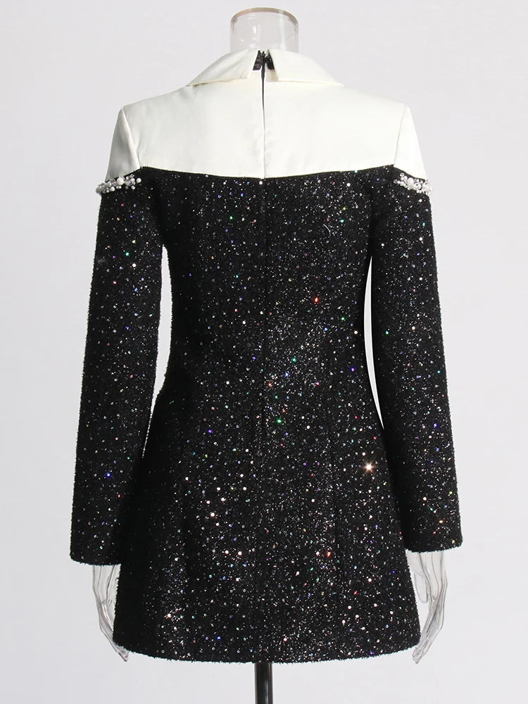 Elegant Patchwork Sequin Mini Dress