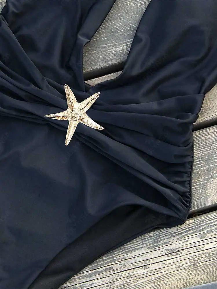 2-Piece Starfish Bikini Set with High Split Skirt Cover-Up