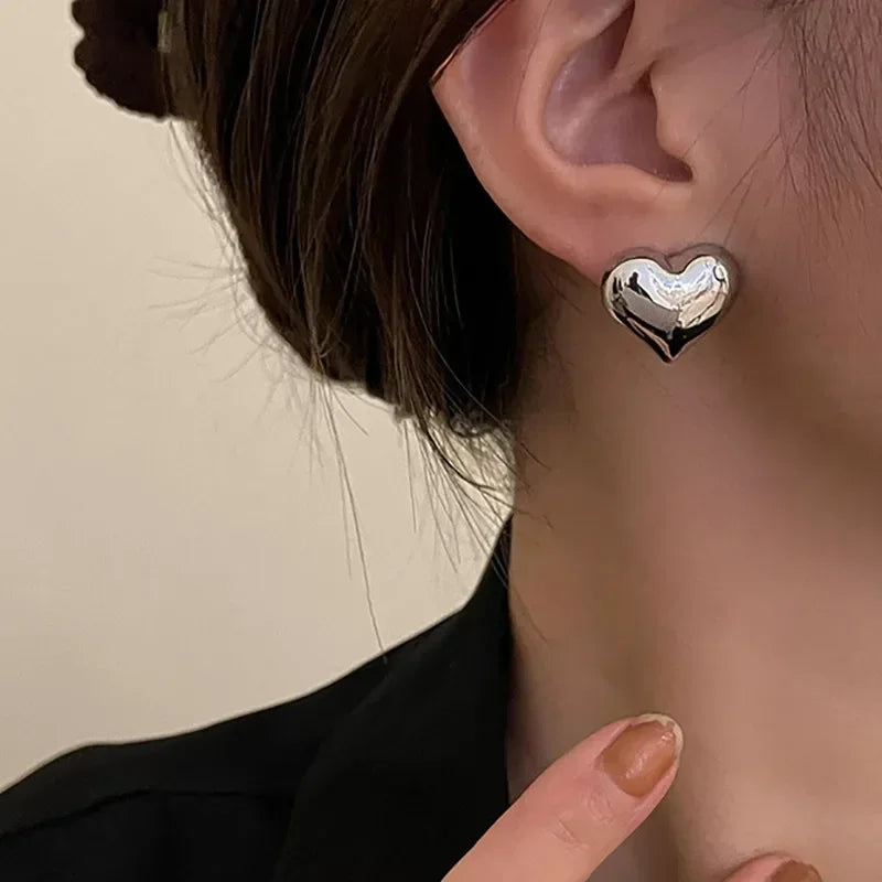 LATS Gold Heart Stud Earrings