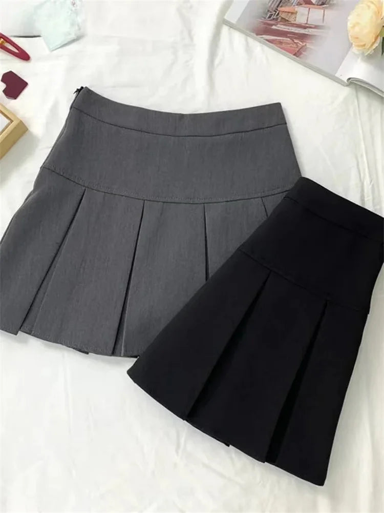 Vintage Gray Pleated Mini Skirt