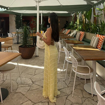 Elegant Halter Backless Maxi Dress