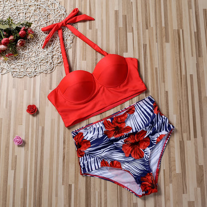 Women's Push-Up Bikini Set – High Waist & Floral Print