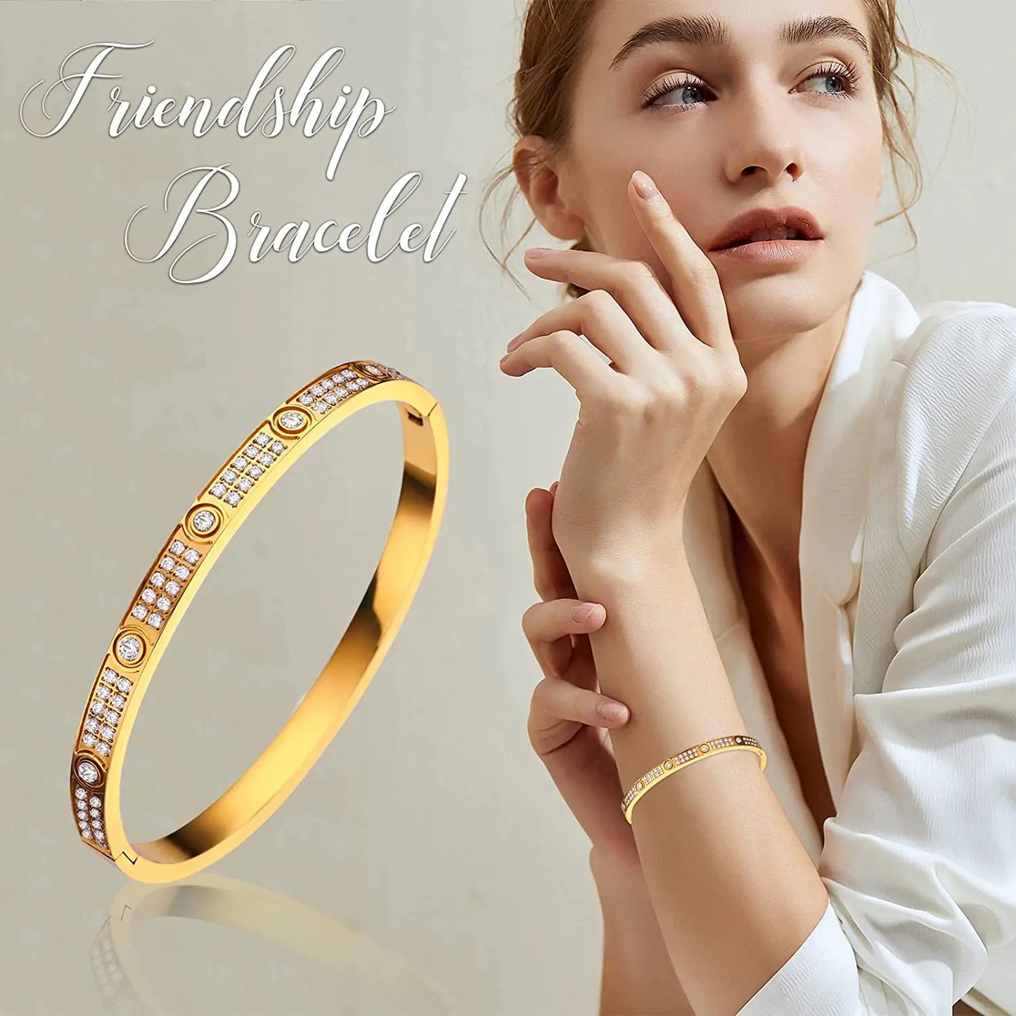 Gold Zircon & Cross Nut Nail Bracelet