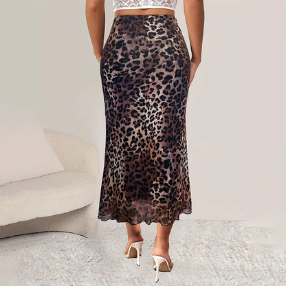 Elegant High-Waisted Leopard Print A-Line Skirt