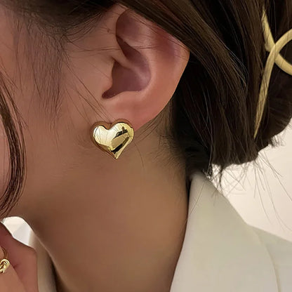 LATS Gold Heart Stud Earrings