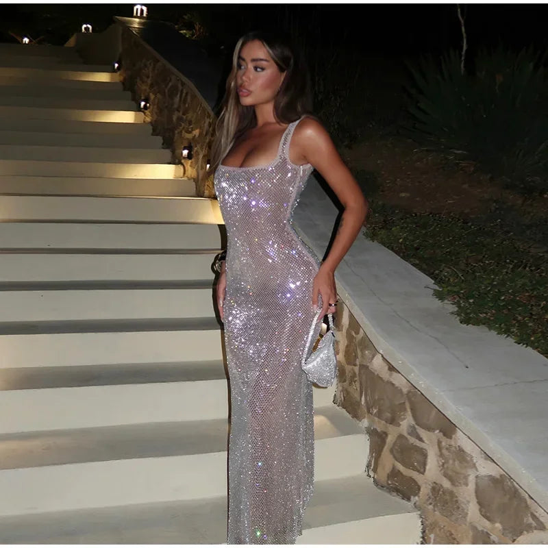 Elegant Sequin Glitter Maxi Dress – A Show-Stopping Party Gown