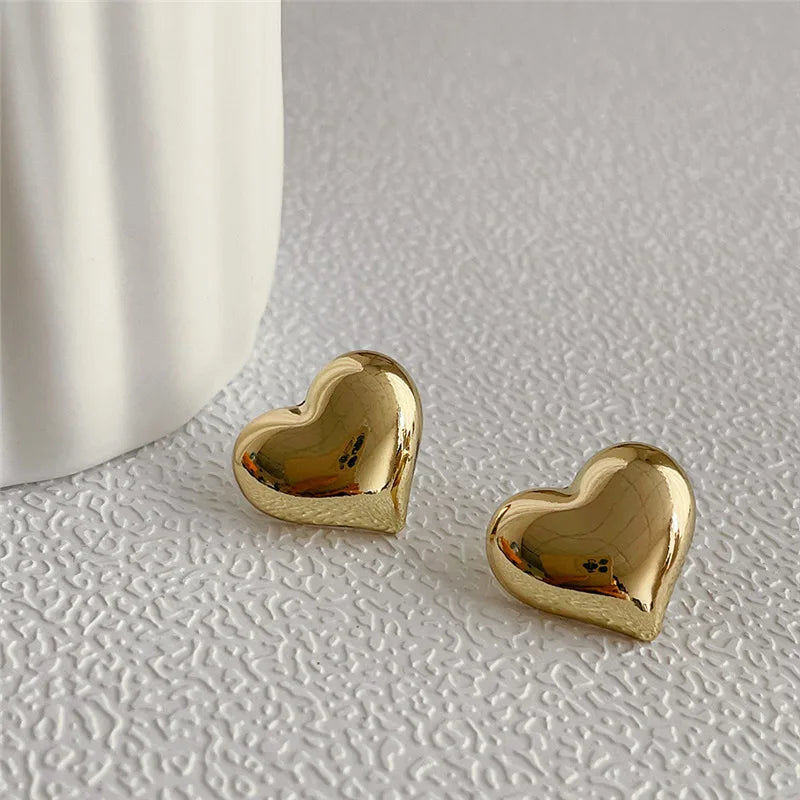 LATS Gold Heart Stud Earrings